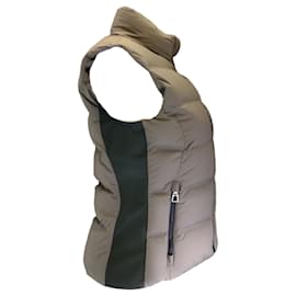 Hermès-Hermes Taupe / Olive Green Down Paddock Puffer Vest-Beige