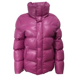 Jaqueta acolchoada de couro sintético rosa fúcsia Staud Ace Azul