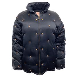 Jaqueta bomber de seda satinada vintage Loewe azul marinho / dourada com studs Azul marinho