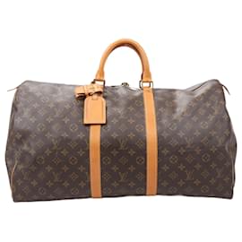 Louis Vuitton-Louis Vuitton Monogram Canvas Keepall 55 Travel Bag M41424-Brown