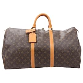 Louis Vuitton-Sac de voyage Keepall 55 en toile Monogram Louis Vuitton M41424-Marron