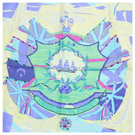 Hermès-Hermès Carré 90 "MARINE NAIVE" Henry-F Smith Sailor by P Dumas 100% Silk Scarf-Blue