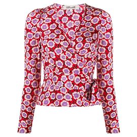 Diane Von Furstenberg Alexia wrap blouse Red Purple