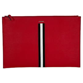 Prada-Prada Red Saffiano Travel Leather Clutch Document Holder-Red