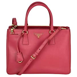 Prada-Prada Large Galleria Saffiano Leather Dark Pink Shoulder Bag-Pink