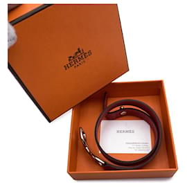 Hermès-Hermes Red Leather Pavane Double Tour Bracelet-Red