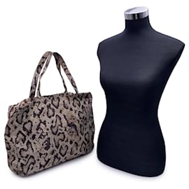 D&G-Dolce & Gabbana Beige Animalier Pattern Nylon Tote Bag-Beige