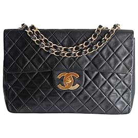 Chanel-Sac à bandoulière Chanel Dekamatrasse 34 Maxi en cuir noir-Noir