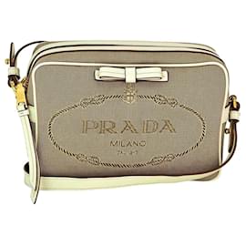 Prada-Prada Khaki Canvas Camera Crossbody Bag-Green,Khaki