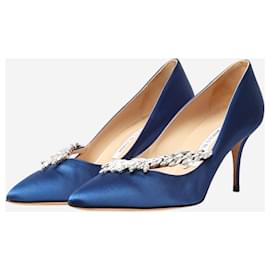 Manolo Blahnik-Blue satin Hangisi pumps - size EU 38 (UK 5)-Blue