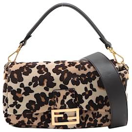 Fendi-Leopard print Mamma Baguette cowhide shoulder bag-Other
