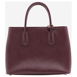 Prada-Burgundy Saffiano Cuir leather top handle bag-Dark red