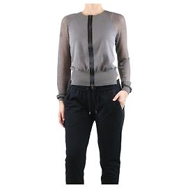Marni Cardigan grigio in rete con zip - taglia UK 8 Grigio
