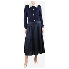 Autre Marque-Blue cotton twill midi skirt - size UK 8-Blue