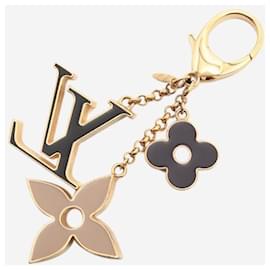 Louis Vuitton-Gold plated fleur Doo mongram bag charm-Golden