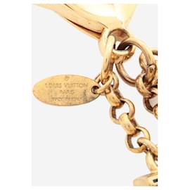 Louis Vuitton-Gold plated fleur Doo mongram bag charm-Golden