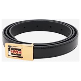 Gucci-Black interlocking G leather belt-Black