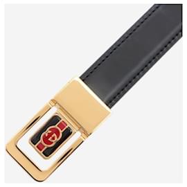 Gucci-Black interlocking G leather belt-Black