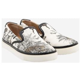 Hermès-Grey patterned tiger flat shoes - EU 36.5-Grey