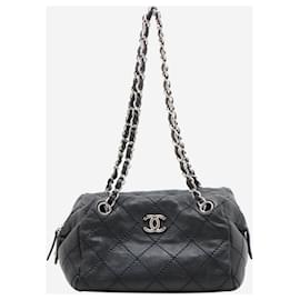 Chanel-Black 2008 wild stitch leather shoulder bag-Black