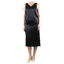 Autre Marque-Black satin silk slip dress - size UK 6-Black