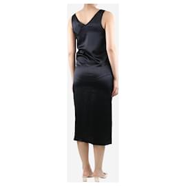 Autre Marque-Black satin silk slip dress - size UK 6-Black