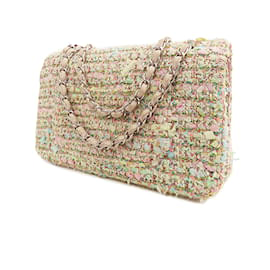 Chanel-Chanel Pink Medium Classic Tweed Double Flap-Pink