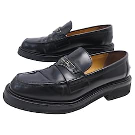 Dior-CHAUSSURES DIOR MOCASSINS BOY KDB759ACA 38.5 CUIR NOIR BOITE LEATHER SHOES-Noir