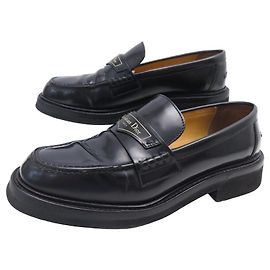 DIOR SCHUHE LOAFERS JUNGE KDB759ACA 38.5 SCHWARZ LEDER BOX Schwarz