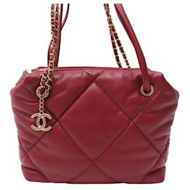 Chanel-NINE CHANEL BOWLING HAND BAG PARIS NEW YORK RED LEATHER NEW HANDBAG PURSE-Red