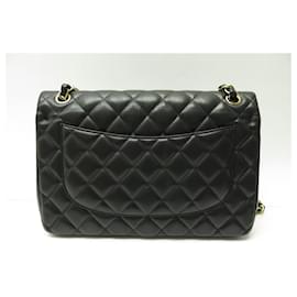 Chanel-CHANEL TIMELESS GRAND CLASSIC JUMBO BLACK LEATHER HANDBAG PURSE-Black