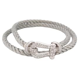 Fred-FRED GRAND FORCE 10 DOUBLE TOUR BRACELET 0B0050 18K GOLD 0.9CT DIAMONDS-Silvery