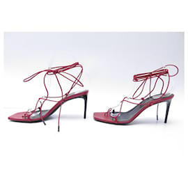 Saint Laurent-SAINT LAURENT SANDALS WITH STRAPS 38 IN RED LEATHER-Red