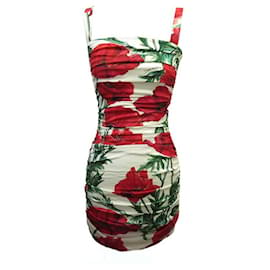 Dolce & Gabbana-DOLCE & GABBANA TUBE DRESS PRINTED WITH POPPIES M 38 FLOWERED DRESS-Other