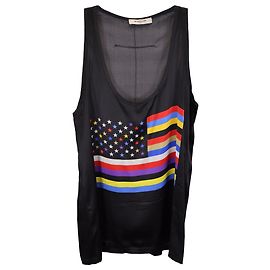 Débardeur en soie noire avec imprimé drapeau Givenchy Noir