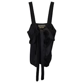 Proenza Schouler Front-Tie Top aus schwarzer Seide Schwarz