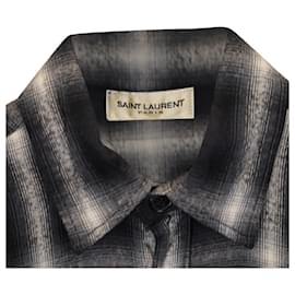 Saint Laurent-Saint Laurent Plaid Shirt in Charcoal Cotton-Dark grey