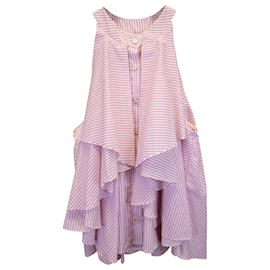 Autre Marque-Caroline Constas Striped Halterneck Top in Pink Cotton-Pink