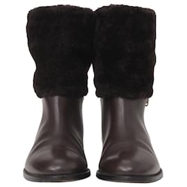 Burberry-Burberry Shearling-Cuff Boots in Brown Leather-Brown