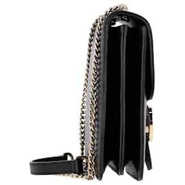 Gucci-Gucci Interlocking G Shoulder Bag in Black Leather -Black