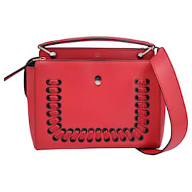 Fendi-Sac à main Fendi Dotcom en cuir rouge-Rouge