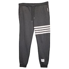 Thom Browne-Thom Browne Pantalons de survêtement en jersey gris à 4 barres 4 en coton gris-Gris