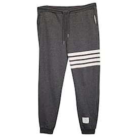 Thom Browne-Thom Browne Grey Engineered 4 Bar Jersey Sweatpants 4 in Grey Cotton-Grey