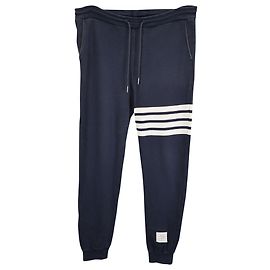 Thom Browne Calças de moletom de jersey cinza com 4 barras 4 em algodão azul marinho Azul Azul marinho