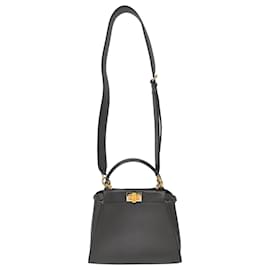 Fendi-Fendi Peekaboo Mini Bag in Black Leather-Black