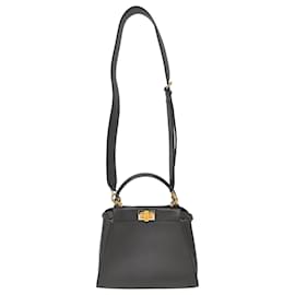 Fendi-Fendi Peekaboo Mini Bag in Dark Brown Leather-Brown