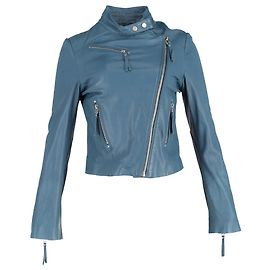 Iro Biker Jacket in Light Blue Leather Blue Light blue