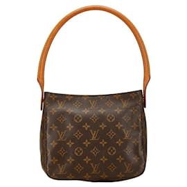 Louis Vuitton-Sac à épaule Louis Vuitton Monogram Looping MM M51146 en cuir PVC marron en très bon état-Marron