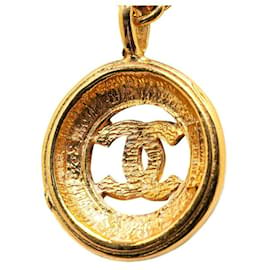 Chanel-Chanel Vintage Coco Mark Medal Necklace Gold Plated in Very Good Condition-Golden