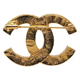 Chanel-Chanel Rhinestone CC Logo Brooch Metal Brooch in Good condition-Golden